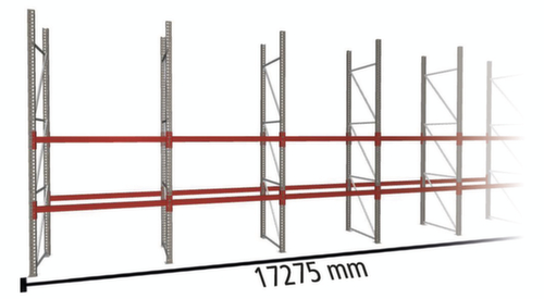 META Palletstelling MULTIPAL voor 81 pallets, 17275 mm breed, 3 opslagniveaus