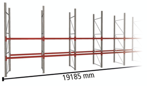 META Palletstelling MULTIPAL voor 90 pallets, 19185 mm breed, 3 opslagniveaus