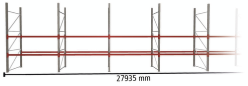 META Palletstelling MULTIPAL voor 90 pallets, 27935 mm breed, 3 opslagniveaus