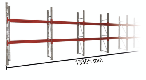 META Palletstelling MULTIPAL voor 24 pallets, 15365 mm breed, 3 opslagniveaus