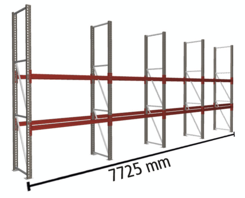 META Palletstelling MULTIPAL voor 12 pallets, 7725 mm breed, 3 opslagniveaus