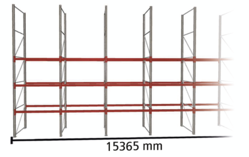 META Palletstelling MULTIPAL voor 32 pallets, 15365 mm breed, 4 opslagniveaus