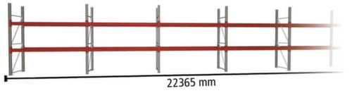 META Palletstelling MULTIPAL voor 48 pallets, 22365 mm breed, 3 opslagniveaus