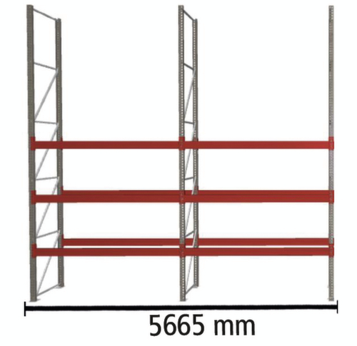 META Palletstelling MULTIPAL voor 16 pallets, 5665 mm breed, 4 opslagniveaus