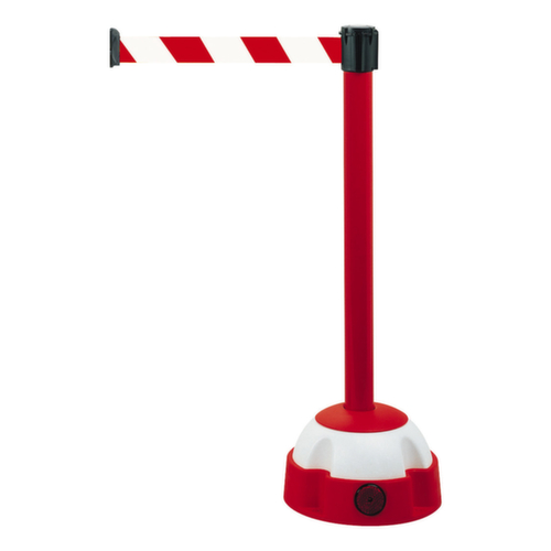 Paal van aluminium met afzetlint rood/wit en ballast