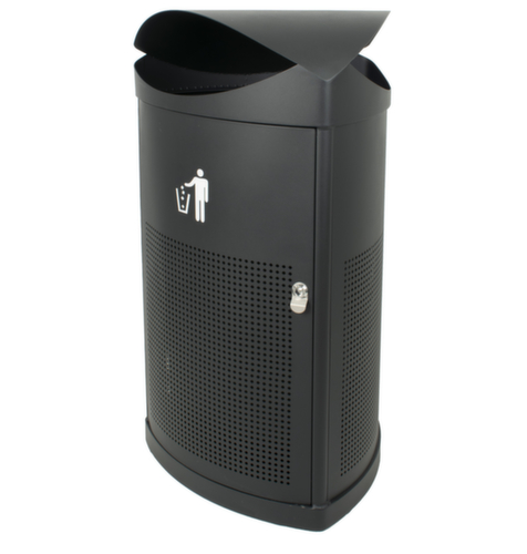 Afvalbak met overkapping, 60 l, zwart