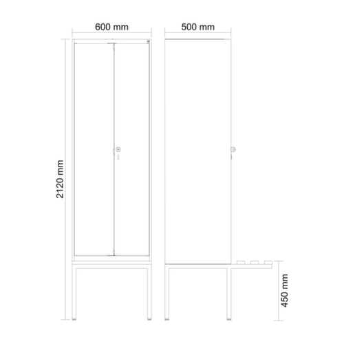 C+P Zwart-wit locker Evolo PLUS met bank