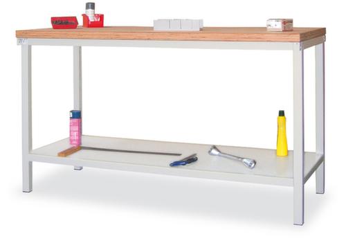PAVOY Werkbank met frame in lichtgrijs en beuken-multiplexblad