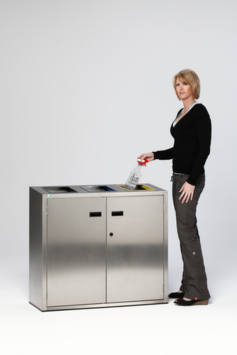 VAR RVS afvalverzamelstation, 3 x 90 l