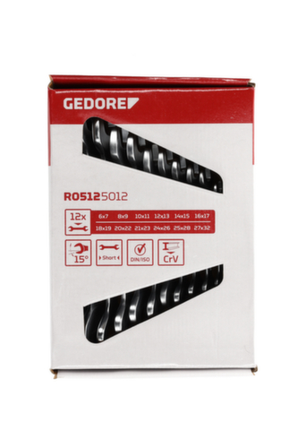 GEDORE R05125012 Dubbele steeksleutelset kort SW6-32 mm 12 stuks
