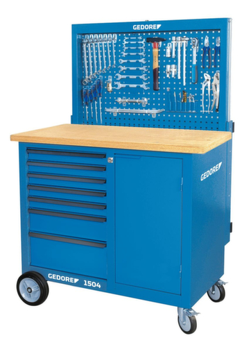 BR 1504 0511 L Werkbank met rollen en achterwand