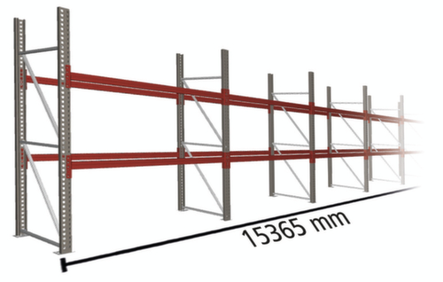 META Palletstelling MULTIPAL voor 48 pallets, 15365 mm breed, 3 opslagniveaus