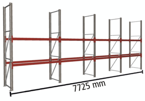 META Palletstelling MULTIPAL voor 24 pallets, 7725 mm breed, 3 opslagniveaus