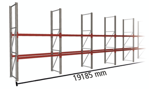 META Palletstelling MULTIPAL voor 60 pallets, 19185 mm breed, 3 opslagniveaus