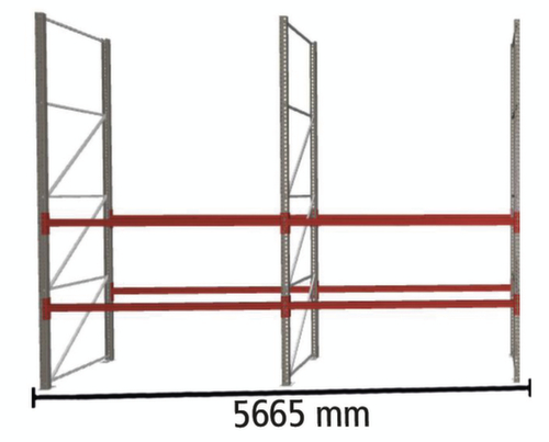 META Palletstelling MULTIPAL voor 18 pallets, 5665 mm breed, 3 opslagniveaus