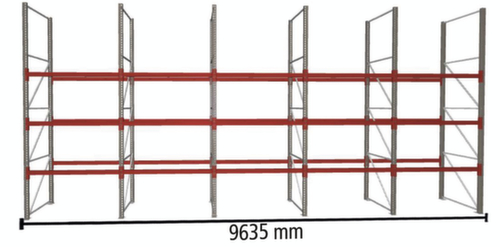 META Palletstelling MULTIPAL voor 40 pallets, 9635 mm breed, 4 opslagniveaus