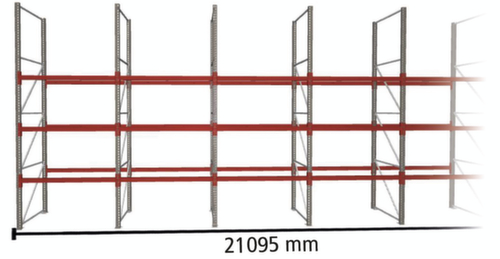 META Palletstelling MULTIPAL voor 88 pallets, 21095 mm breed, 4 opslagniveaus