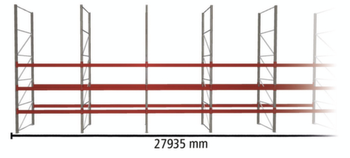 META Palletstelling MULTIPAL voor 120 pallets, 27935 mm breed, 4 opslagniveaus