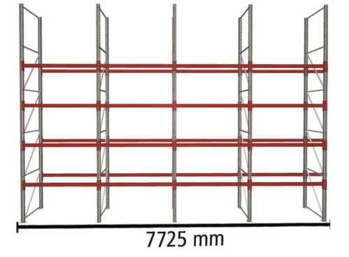 META Palletstelling MULTIPAL voor 40 pallets, 7725 mm breed, 5 opslagniveaus