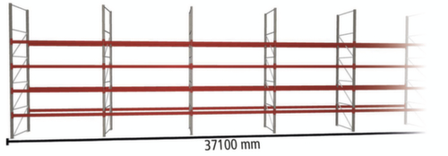META Palletstelling MULTIPAL voor 200 pallets, 37100 mm breed, 5 opslagniveaus
