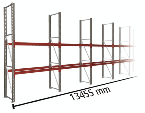 META Palletstelling MULTIPAL voor 21 pallets, 13455 mm breed, 3 opslagniveaus