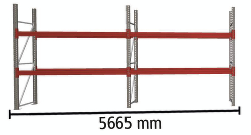 META Palletstelling MULTIPAL voor 12 pallets, 5665 mm breed, 3 opslagniveaus