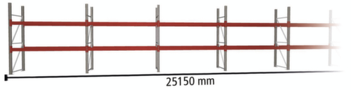 META Palletstelling MULTIPAL voor 54 pallets, 25150 mm breed, 3 opslagniveaus