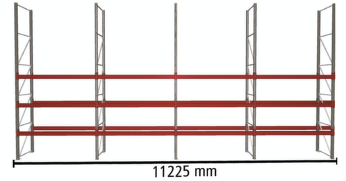 META Palletstelling MULTIPAL voor 32 pallets, 11225 mm breed, 4 opslagniveaus