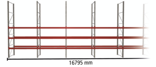 META Palletstelling MULTIPAL voor 48 pallets, 16795 mm breed, 4 opslagniveaus