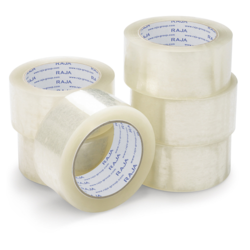 Proefpakket met 6 transparante rollen geruisloze PP-tape Raja 50mm x 66m