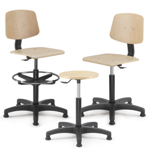 werkstoel met houten zitting