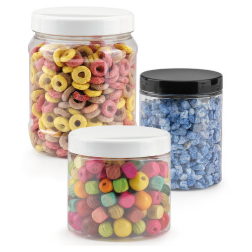 PET bokaal met schroefdeksel 50% gerecycled zwart 300 ml