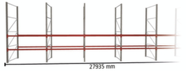 META Palletstelling MULTIPAL voor 90 pallets, 27935 mm breed, 3 opslagniveaus