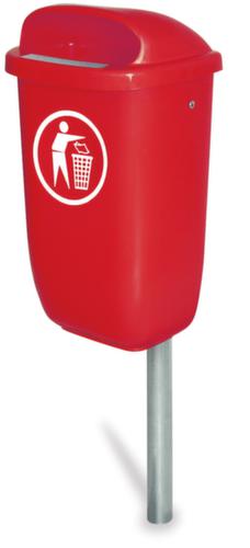 Afvalbak conform DIN 30713, 50 l, voor montage tegen wand of paal, rood  L