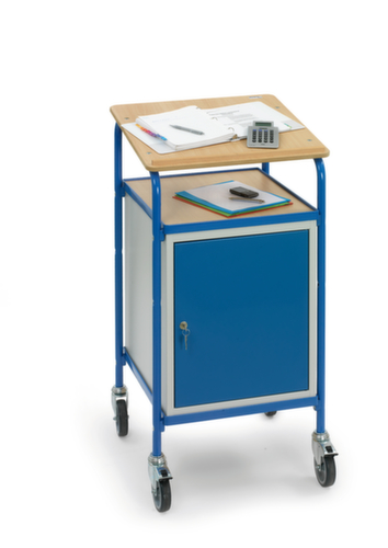 fetra Verrijdbaar bureau met kast, RAL5007 briljantblauw/RAL5007 briljantblauw