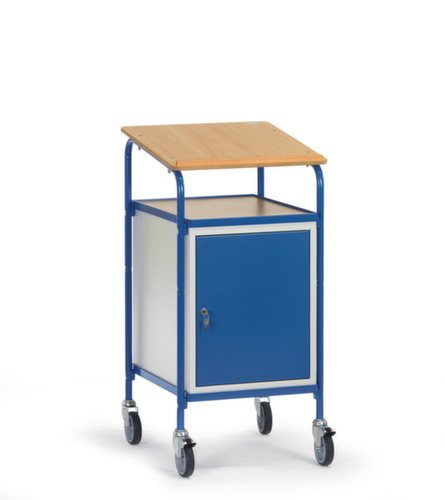 fetra Verrijdbaar bureau met kast, RAL5007 briljantblauw/RAL5007 briljantblauw  L