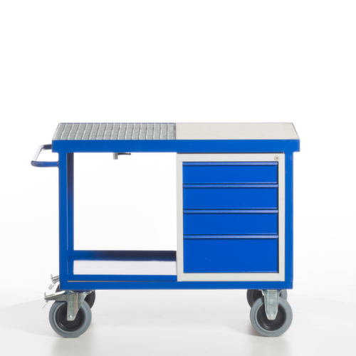 Rollcart Milieu-werkplaatswagen met oliedichte kuip en rooster, draagvermogen 600 kg, laadvlak lengte x breedte 1150 x 700 mm