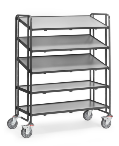 fetra Etagewagen GREY EDITION voor euronorm-bakken, draagvermogen 300 kg, 5 etages