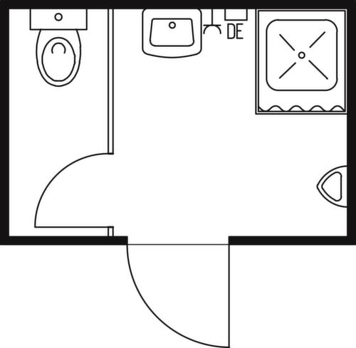 Säbu Douche-/toiletcontainer FLADAFI®, hoogte x breedte x diepte 2500 x 3020 x 2170 mm  L