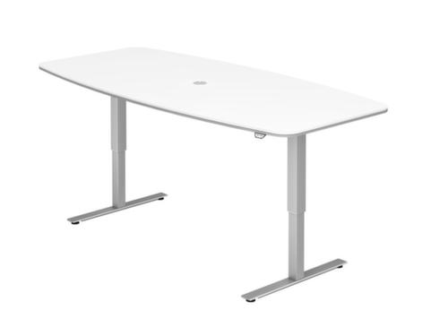 Elektrisch in hoogte verstelbare vergadertafel, breedte x diepte 2200 x 1030 mm, plaat wit