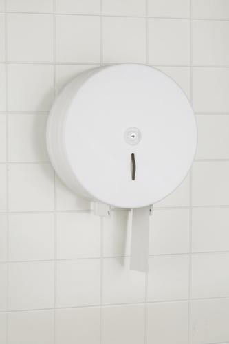 Dispenser voor grote rollen toiletpapier, metaal, wit  L