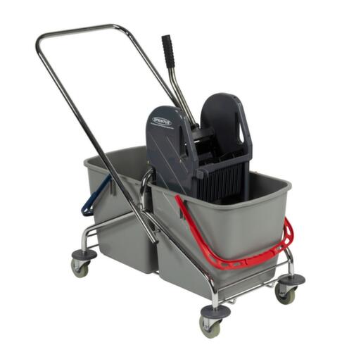 Dweilwagen met mopwringer, 2x27 l emmer in ROOD/BLAUW