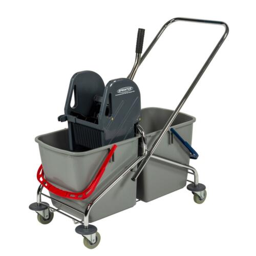 Dweilwagen met mopwringer, 2x27 l emmer in ROOD/BLAUW  L