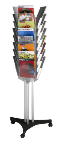 Paperflow Mobiele draaizuil voor folders, 24 planken, onderstel aluminium/zwart  L