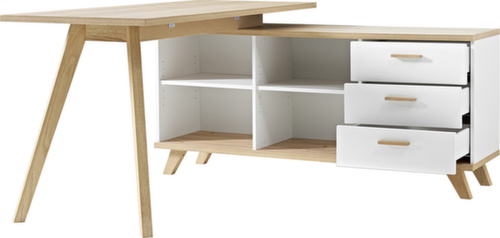 Bureau Oslo met dressoir, 4-voetonderstel, breedte 1440 mm, sanremo-eik/sanremo-eik  L