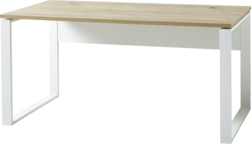 Bureau GW-LIONI, sledeframe, breedte 1580 mm, Navarra-eiken/wit  L