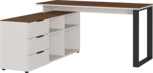 Bureau GW-ANCONA, sledeframe, breedte 1450 mm, notenboom/zwart  L