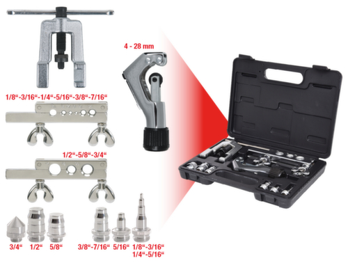 Air-conditioning en koeling flare and socket set 1/8"-3/4"  L