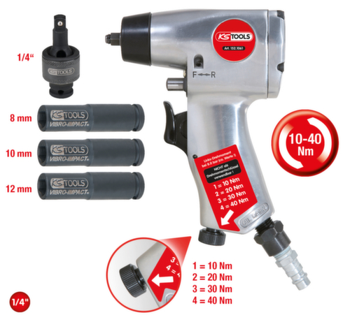 1/4" Gloeiplug Perslucht Trillingsschroevendraaierset  L