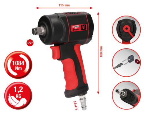 1/2" DE miniDEVIL slagmoersleutel met hoog vermogen  L